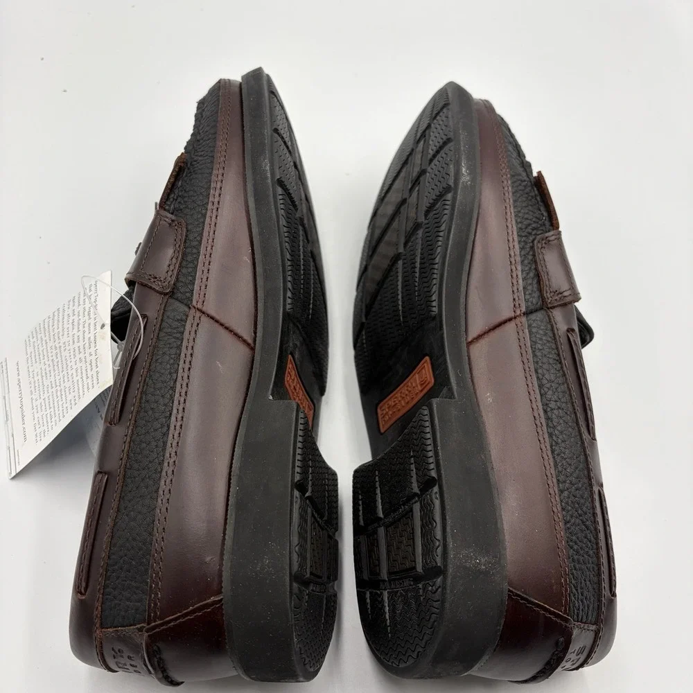 Sperry Seaport DBL KT Black Men's NEW Leather Slip-On Boat Shoes Brown US 9